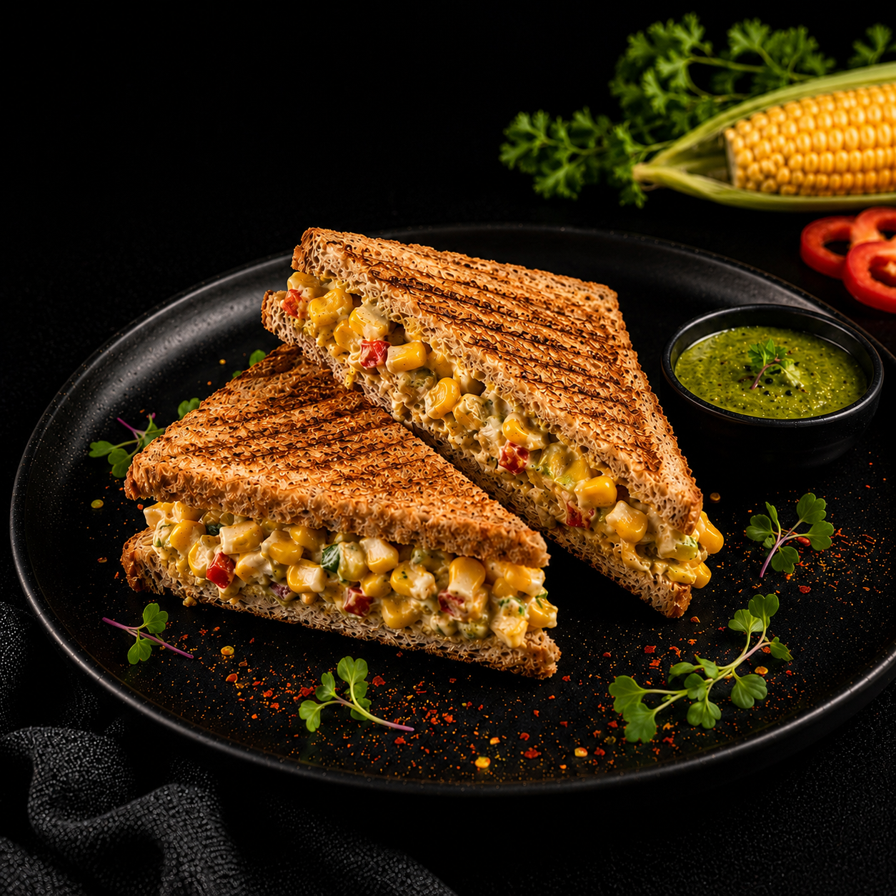 Corn & Spinach Sandwich